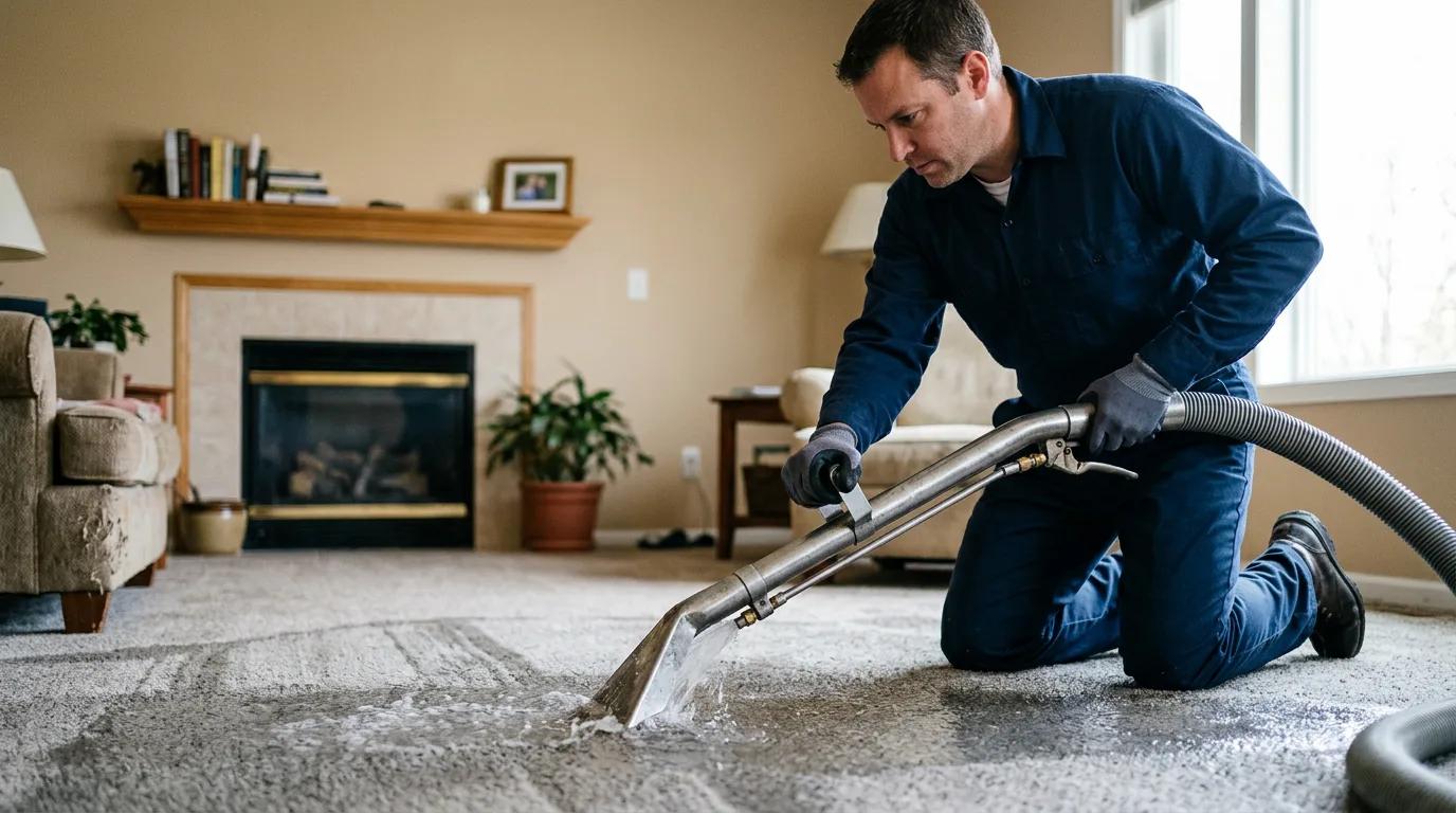 Water damage restoration technician working near Meadows Of Dan, VA